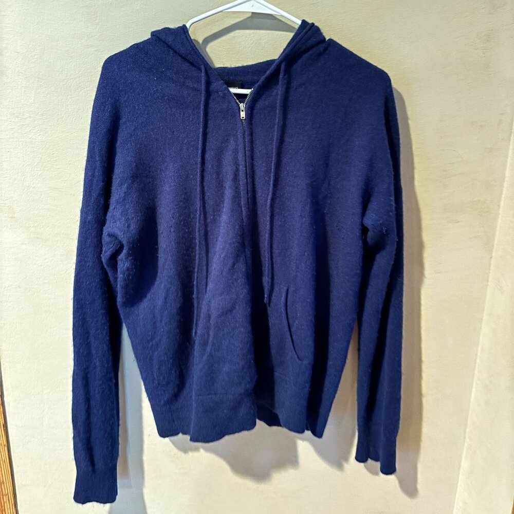 C By Bloomingdales Blue Zip Up Cashmere Hoodie